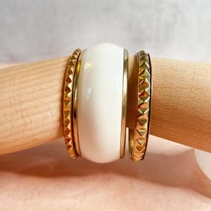 Gold and white bangle bracelet stacker bundle